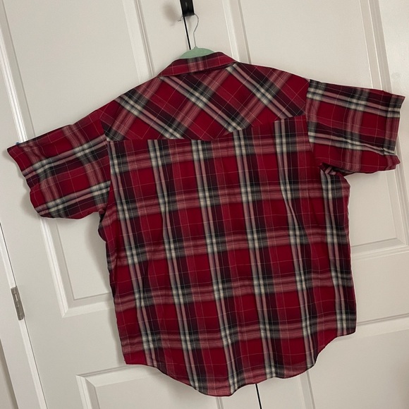 Plains western big man Plaid Shirt pearl snap button 2XL unstructured buttoned - Picture 2 of 6